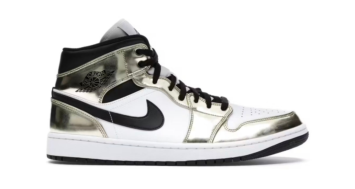 Jordan 1 Mid Gold Metallic Black White