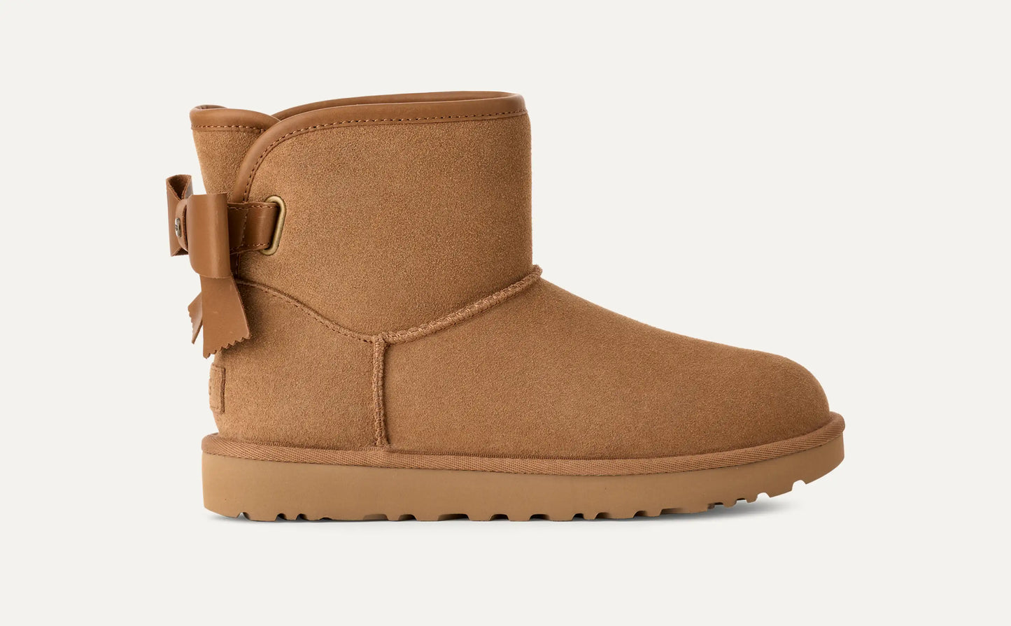 UGG Ultra Mini Bailey Leather Bow Chestnut