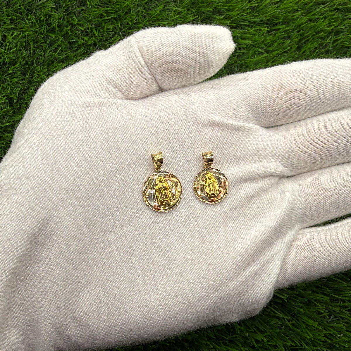 14K Gold Virgen de Guadalupe Tri-Tone Pendant