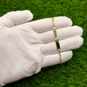 10K Gold Figaro ID Name Bracelet
