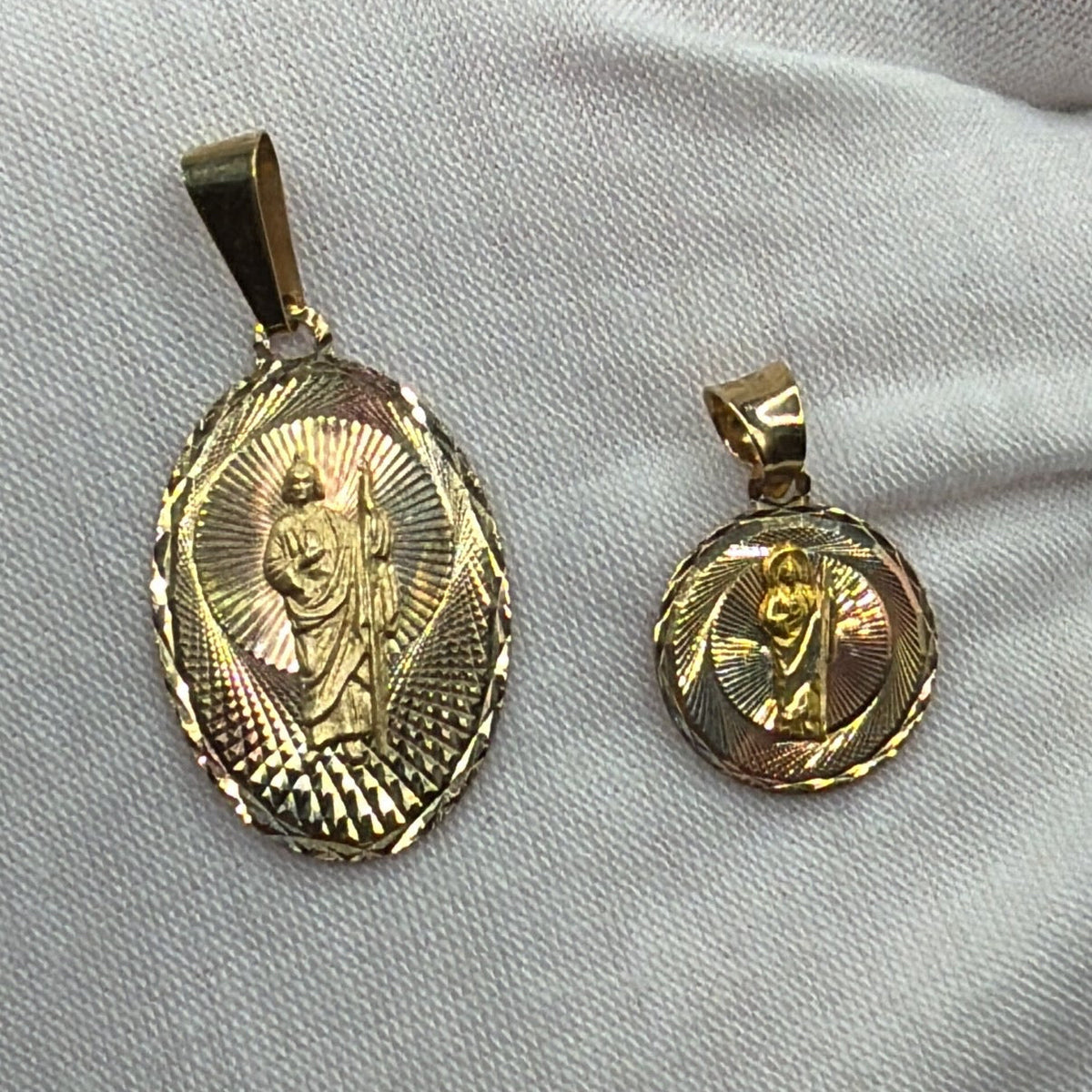 14K Gold St Jude/San Judas Tri-Tone Pendant