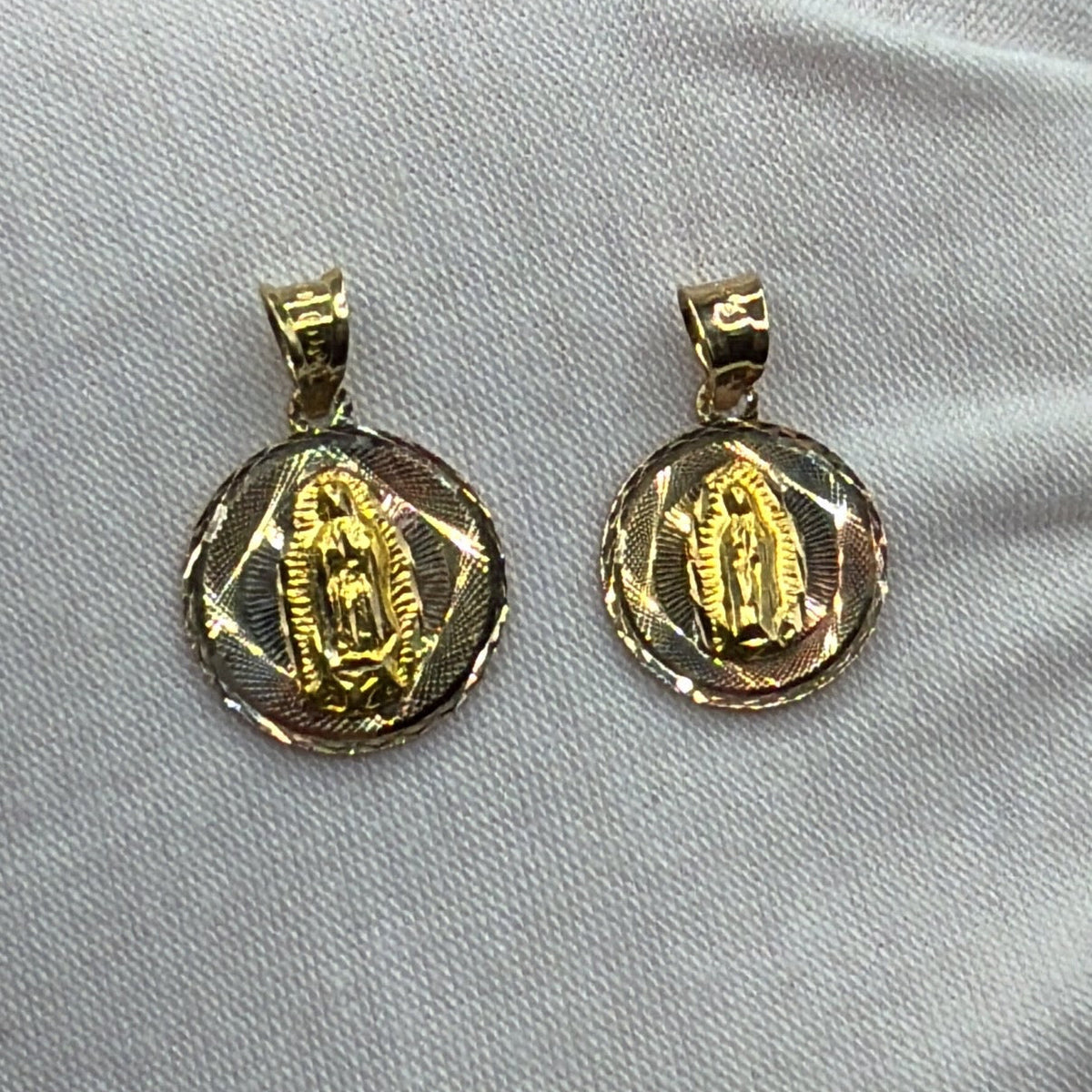 14K Gold Virgen de Guadalupe Tri-Tone Pendant