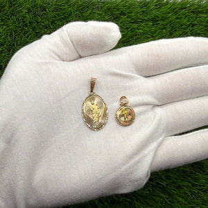 14K Gold St Jude/San Judas Tri-Tone Pendant